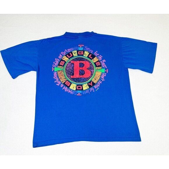 Vintage Bugle Boy T-Shirt Blue Large Surf Beach Skate Single Stitch - Picture 3 of 10